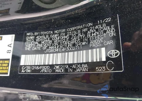 2023 Toyota Corolla Hybrid Le z USA, uszkodzony, nr VIN JTDBCMFE4P3002711